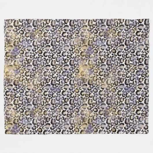 Couverture Polaire Empreinte de léopard d'or violet (Devant (Horizontal))