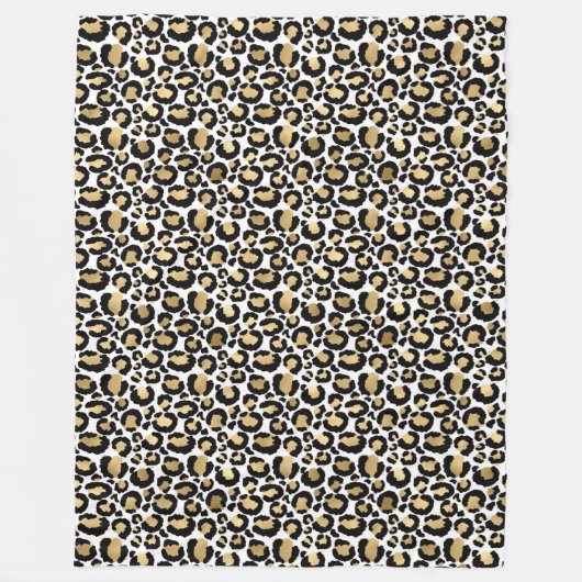 Couverture polaire empreinte de léopard en or, bla (Devant)