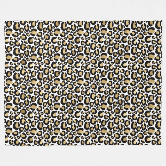 Couverture polaire empreinte de léopard en or, bla (Devant (Horizontal))
