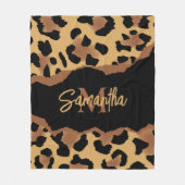 Couverture Polaire Empreinte de léopard Monogramme mignon (Devant)