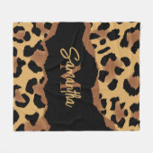 Couverture Polaire Empreinte de léopard Monogramme mignon (Devant (Horizontal))