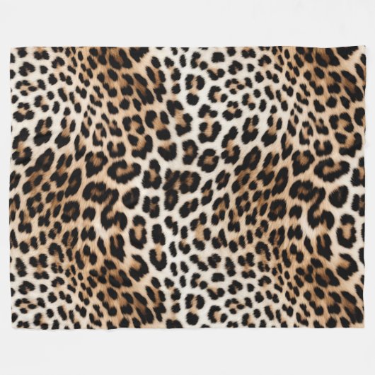 Couverture Polaire Empreinte de léopard noir crème (Devant (Horizontal))