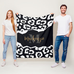 Couverture Polaire Empreinte de léopard noir et blanc