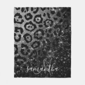 Couverture Polaire Empreinte de léopard noir et Parties scintillant (Devant)