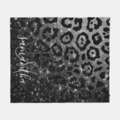 Couverture Polaire Empreinte de léopard noir et Parties scintillant (Devant (Horizontal))
