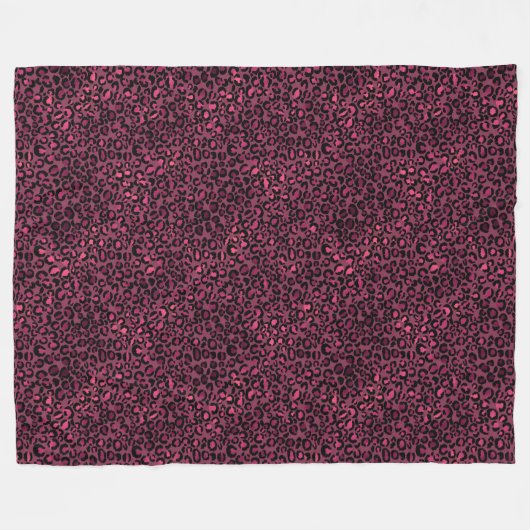 Couverture Polaire Empreinte de léopard noir rose glam (Devant (Horizontal))