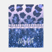 Couverture Polaire Empreinte de léopard Parties scintillant bleue (Devant)