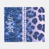 Couverture Polaire Empreinte de léopard Parties scintillant bleue (Devant (Horizontal))