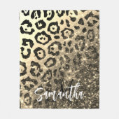 Couverture Polaire Empreinte de léopard Parties scintillant d'or (Devant)