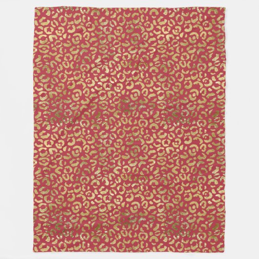 Couverture Polaire Empreinte de léopard Red Gold Glam (Devant)