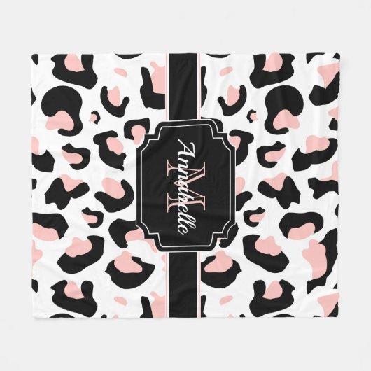 Couverture Polaire Empreinte de léopard rose (Devant (Horizontal))