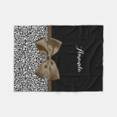 Couverture Polaire Empreinte de léopard sophistiqué Bow Brown avec no (Devant (Horizontal))