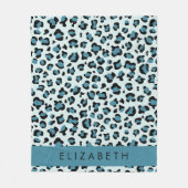 Couverture Polaire Empreinte de léopard, Spots, Leopard Bleu, Votre N (Devant)