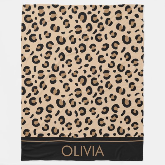 Couverture Polaire Empreinte de léopard, Spots, Leopard Brown, Votre (Devant)