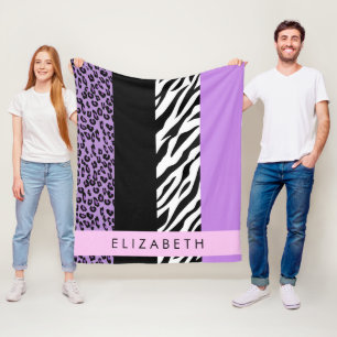 Couverture Polaire Empreinte de léopard, Zebra Print, Purple, Votre n