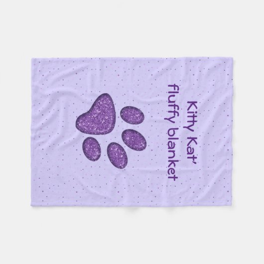 Couverture Polaire empreinte de patte de chat mousseux - violet (Devant (Horizontal))