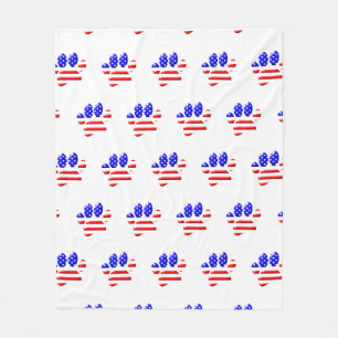 Couverture Polaire Empreinte de patte de chien Drapeau américain