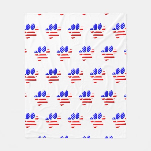 Couverture Polaire Empreinte de patte de chien Drapeau américain (Devant)