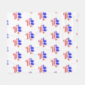Couverture Polaire Empreinte de patte de chien Drapeau américain (Devant (Horizontal))