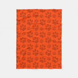 Couverture Polaire Empreinte de patte orange au néon de chien