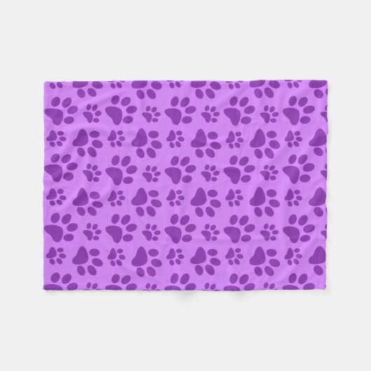 Couverture Polaire Empreinte de patte pourpre en pastel de chien (Devant (Horizontal))