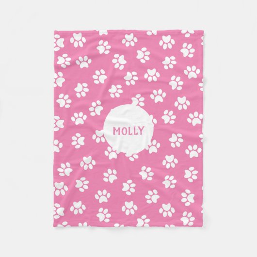 Couverture Polaire Empreinte de patte rose (Devant)