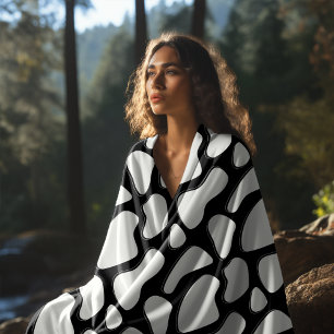 Couverture Polaire Empreinte de vache noire et blanche classique