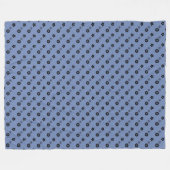Couverture Polaire Empreinte florale noire en bleu (Devant (Horizontal))