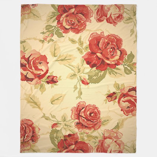 Couverture Polaire Empreinte rose rouge antique (Devant)