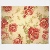 Couverture Polaire Empreinte rose rouge antique (Devant (Horizontal))
