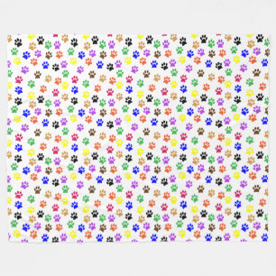 Couverture Polaire Empreintes de pattes arc-en-ciel Motif polaire