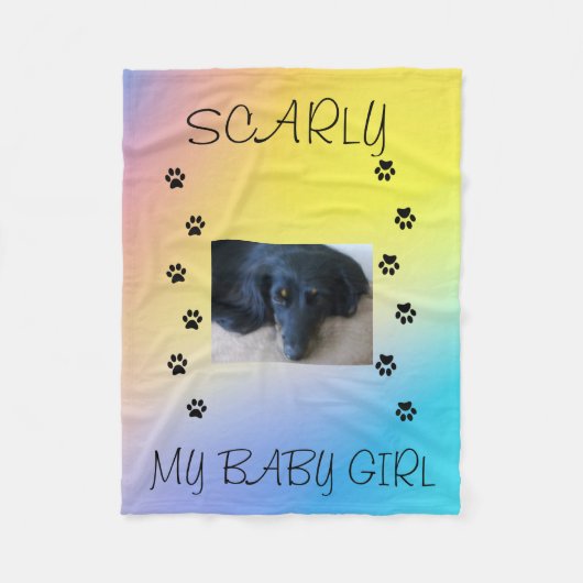 Couverture Polaire Empreintes de pattes avec la photo et le nom de l' (Devant)