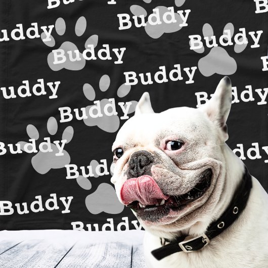 Couverture Polaire Empreintes de pattes blancs noirs Nom personnalisé