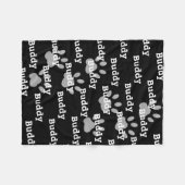Couverture Polaire Empreintes de pattes blancs noirs Nom personnalisé (Devant (Horizontal))