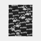 Couverture Polaire Empreintes de pattes blancs noirs Nom personnalisé (Devant)