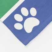 Couverture Polaire Empreintes de pattes blancs sur bleu avec vert per (Coin)
