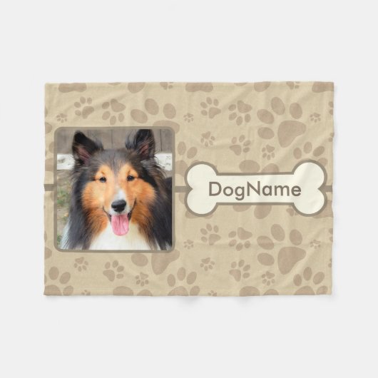 Couverture Polaire Empreintes de pattes Brown de coutume pour des (Devant (Horizontal))