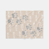 Couverture Polaire Empreintes de pattes Crème Nom de chien personnali (Devant (Horizontal))