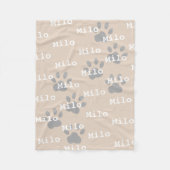 Couverture Polaire Empreintes de pattes Crème Nom de chien personnali (Devant)