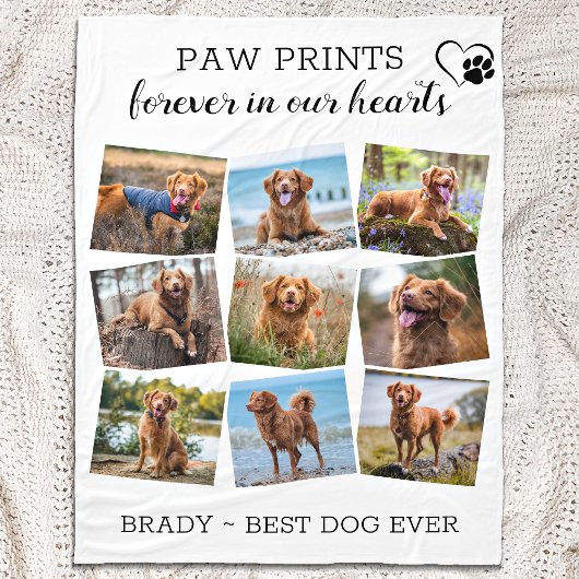 Couverture Polaire Empreintes de pattes dans nos coeurs Pet Loss Dog