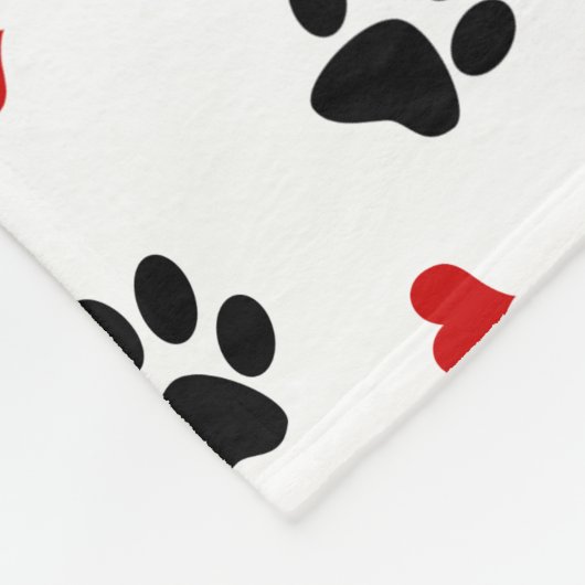 Couverture Polaire Empreintes de pattes et coeurs (Coin)