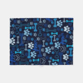 Couverture Polaire Empreintes de pattes et os bleus (Devant (Horizontal))