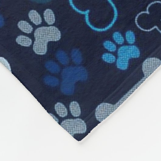 Couverture Polaire Empreintes de pattes et os bleus (Coin)