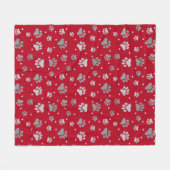 Couverture Polaire Empreintes de pattes gris rouge et argenté (Devant (Horizontal))