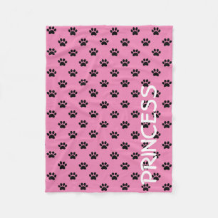 Couverture Polaire Empreintes de pattes noirs sur Girly Pink Personna