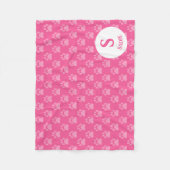 Couverture Polaire Empreintes de pattes roses Motif avec Monogramme & (Devant)