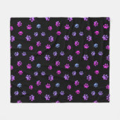 Couverture Polaire Empreintes de pattes violet bleu rose Motif sur no (Devant (Horizontal))
