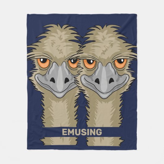 Couverture Polaire Emusing Funny Emu Pun Moyen bleu polaire Blanche (Devant)