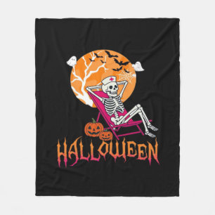 Couverture Polaire En Attente D'Halloween Infirmière D'Été Skeleton P
