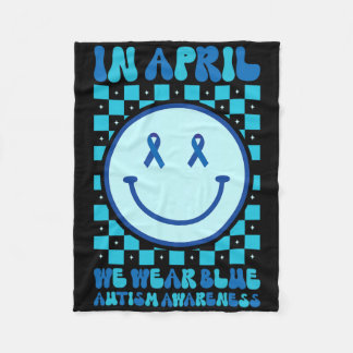 Couverture Polaire En Avril, Nous Portons Blue Retro Super Autism Awa